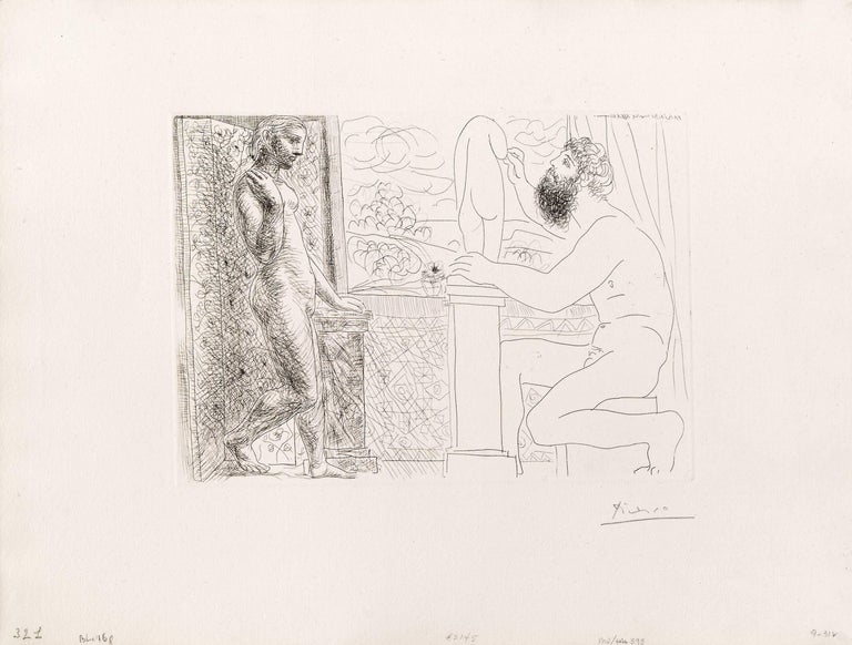 Pablo Picasso Nude Print - Picasso Print, Suite Vollard, Sculptor Working after a Pose by Marie-Thérèse