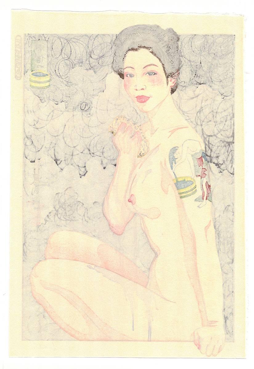Paul Binnie, Contemporary Woodblock Print, Tattoo, Bathing Beauty, Erotica For Sale 3