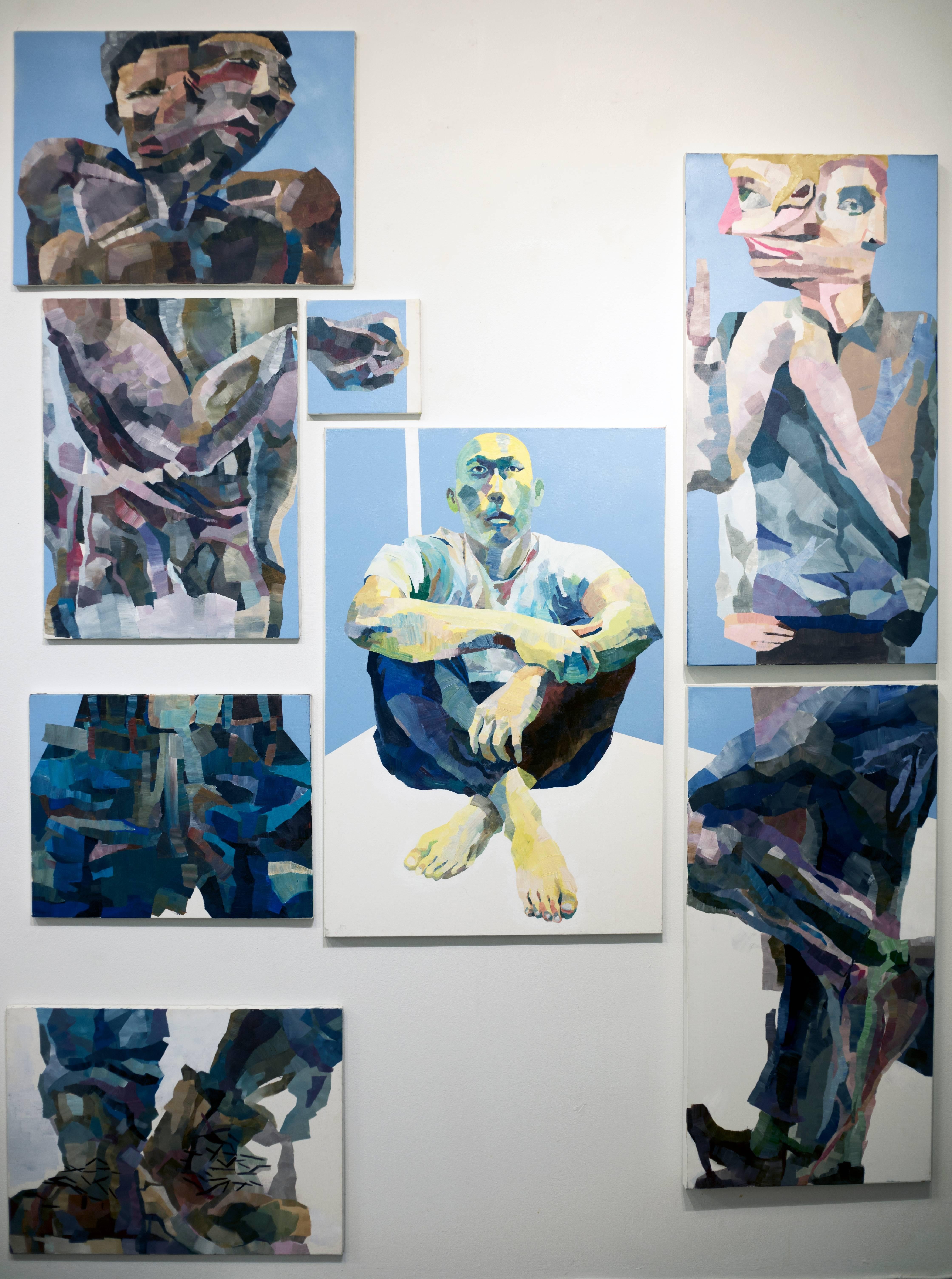 Jongmin Joy Kim Figurative Painting - Black, Yellow, and White