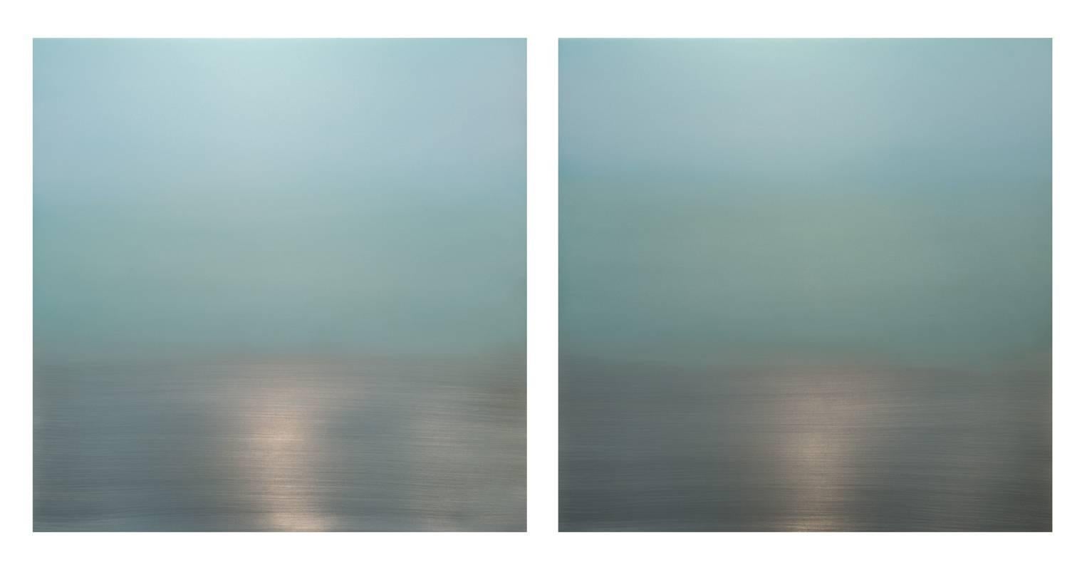 Miya Ando Abstract Painting - Sea Green Diptych