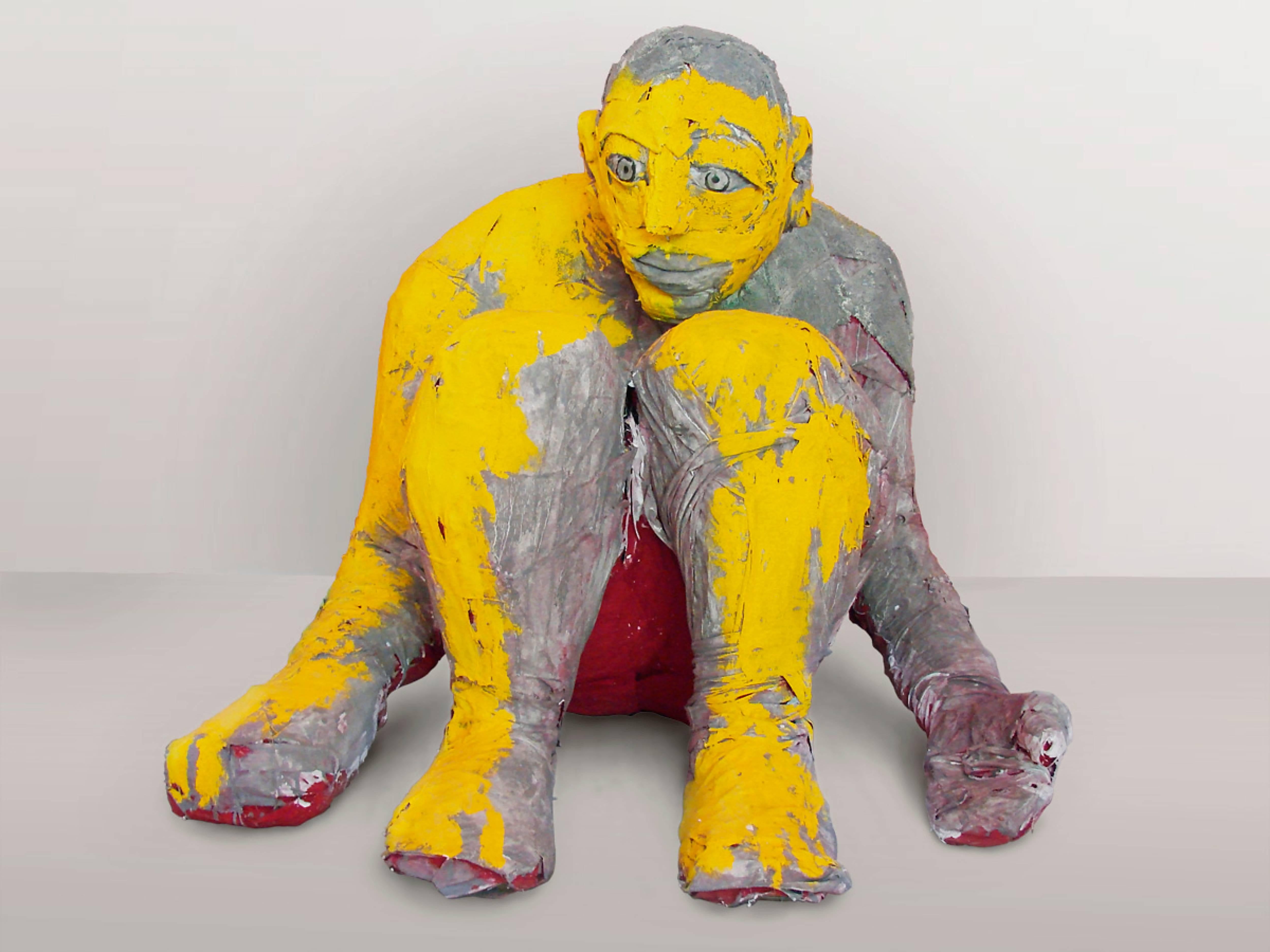 Alexandru Rădvan Figurative Sculpture - Ulysses - Contemporary, Sculpture, Figurative, Yellow, Gray, Human, Hero
