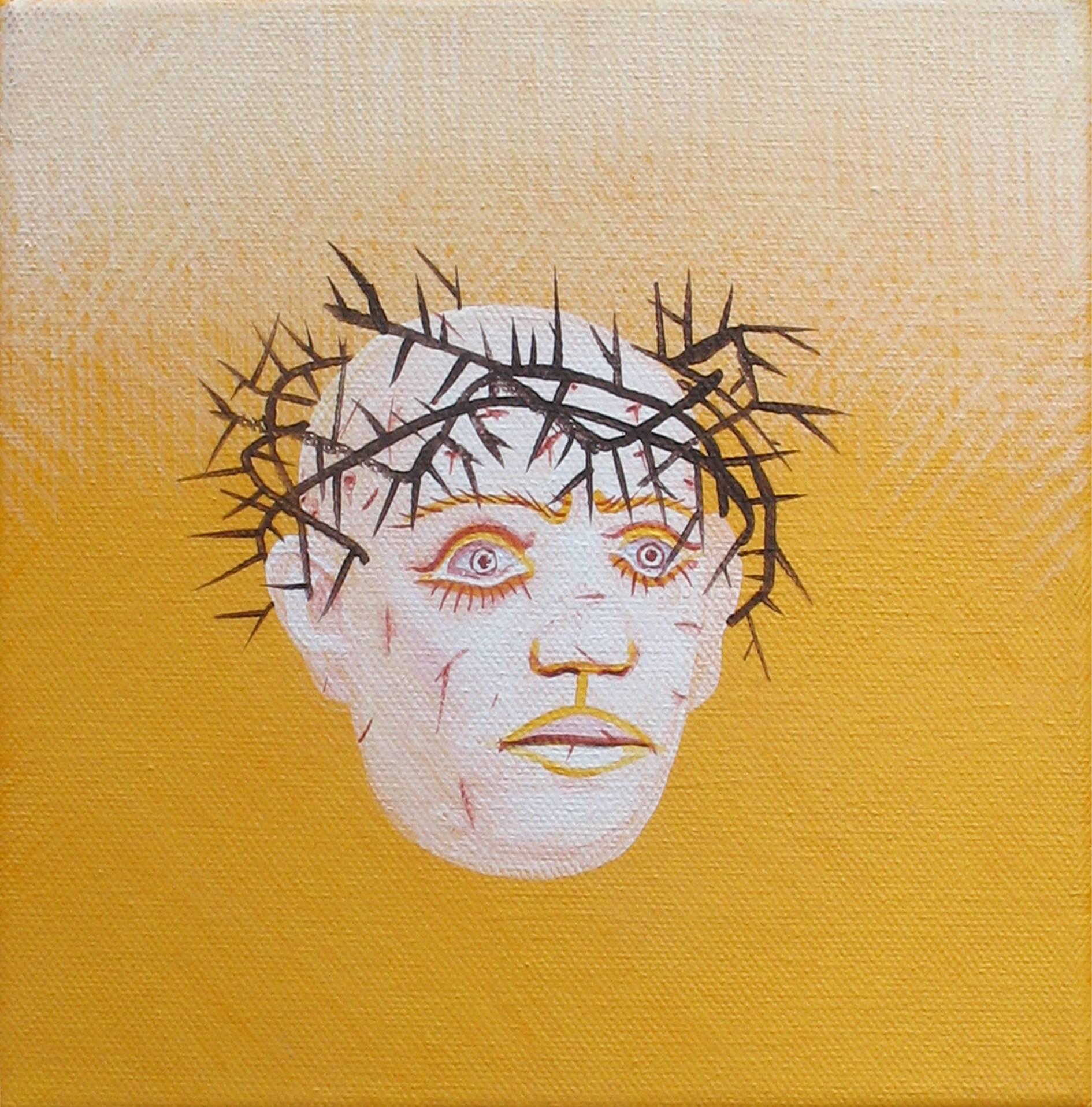 Small Christ 1, 2010
Acrylic on canvas (Signed on reverse)
7 9/10 H × 7 9/10 W in.
20 H × 20 W cm

In the series of works "Small Christ", Alexandru Rădvan questions the human dimension of the divine. 

Christ-The human is been given to us by