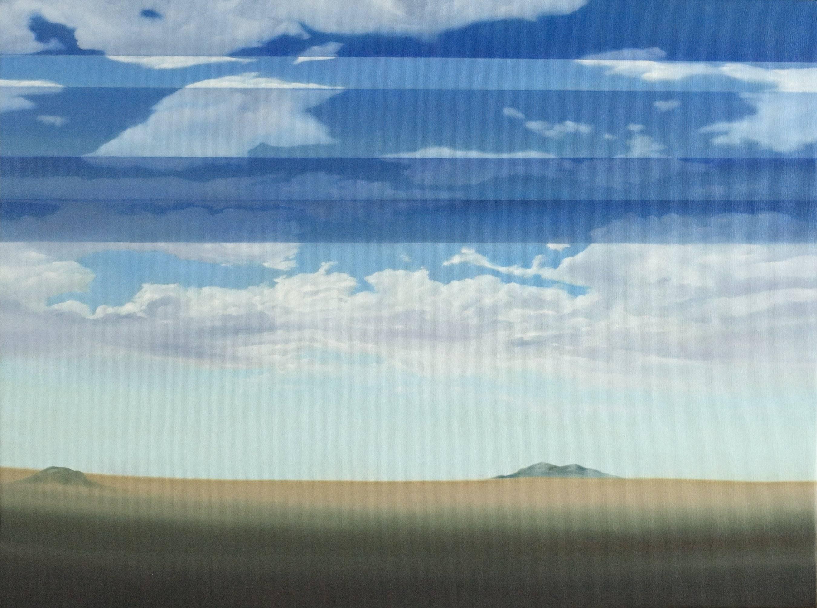 Figurative Painting Cătălin Petrișor - Chroma sky (Blue key) 12 - Contemporary, Landscape, Light Blue, Pastel, Clouds