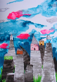 Surrealist Landscape Drawings and Watercolors