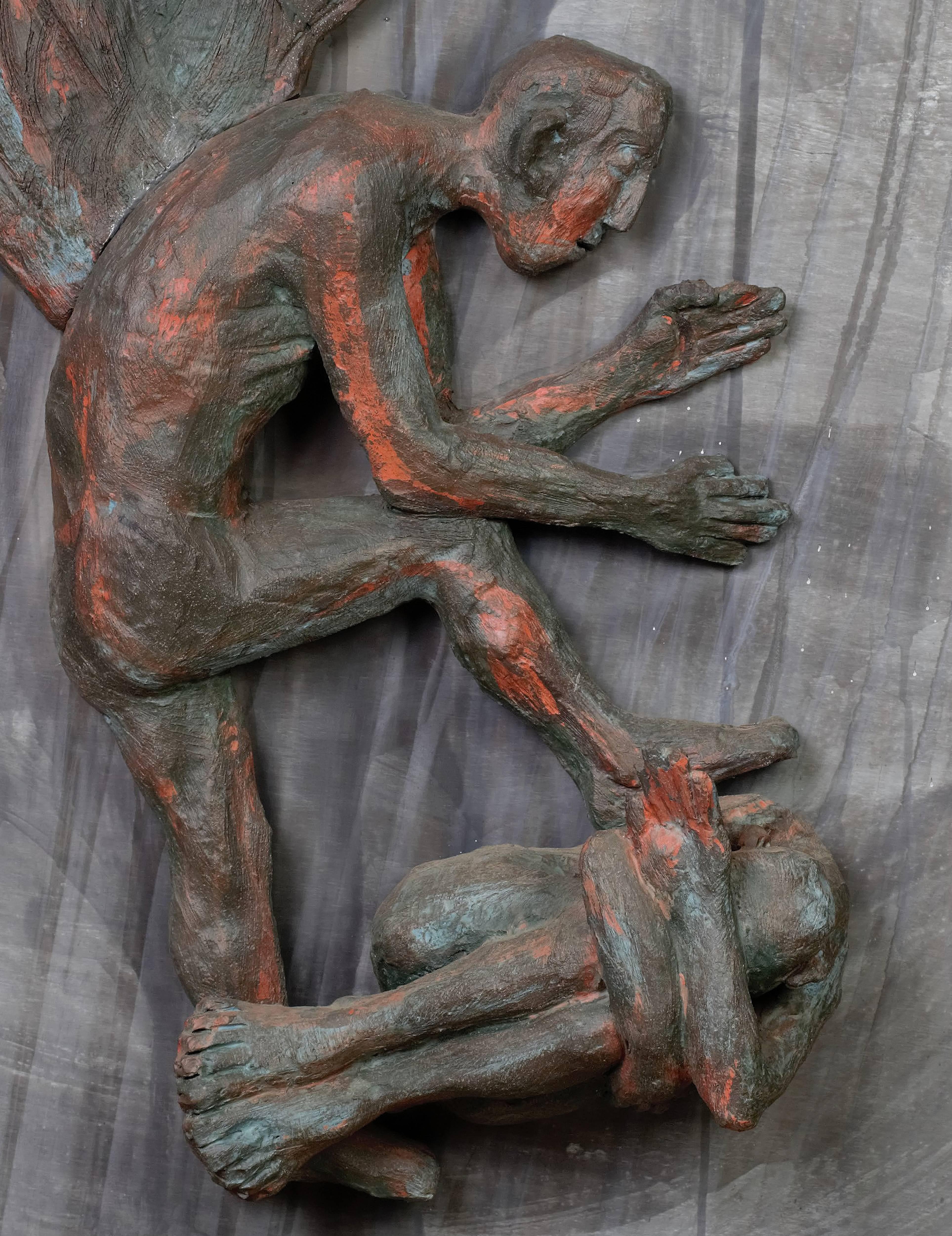 Jacob fighting the Angel III - Sculpture by Aurel Vlad