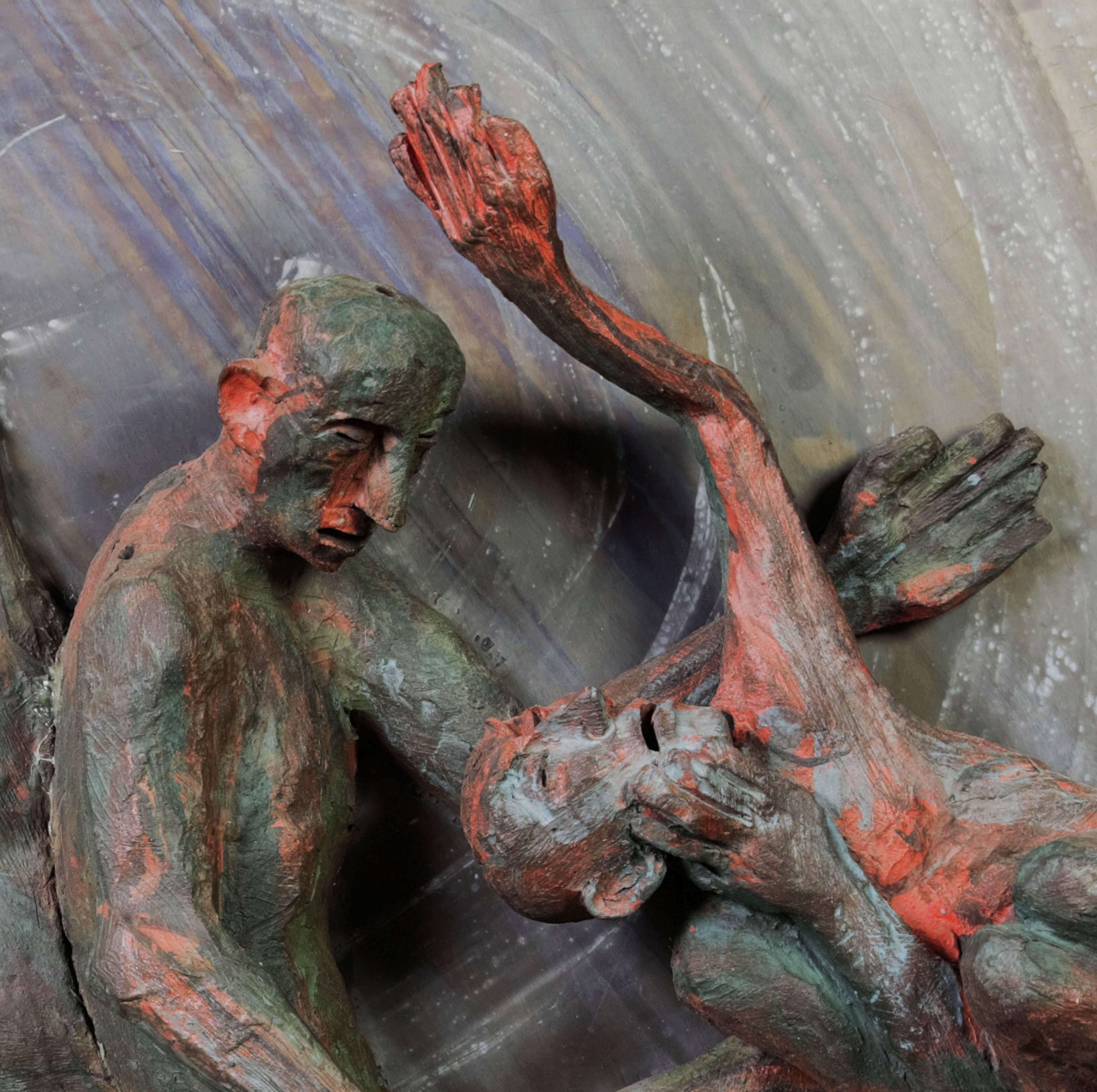 Jacob fighting the Angel II - Expressionist Sculpture by Aurel Vlad