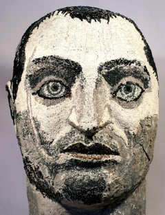 Chrétien païen - 21e siècle, Sculpture, Homme, Portrait, Gris, Figuratif