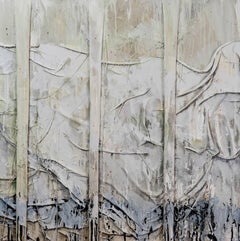 Trophée de civilisation - Peinture abstraite, 21e siècle, couleur beige, peinture à l'huile