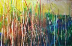 Mi infancia - Siglo XXI, Paisaje, Amarillo, Verde, Azul, Figurativo