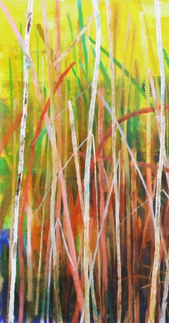 My childhood - 21st Century, Landscape, Yellow, Green, Blue, Figurative