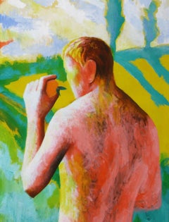 The pigs - Contemporary, Landscape, Green, Yellow, Blue, Human, Myth, Figurative