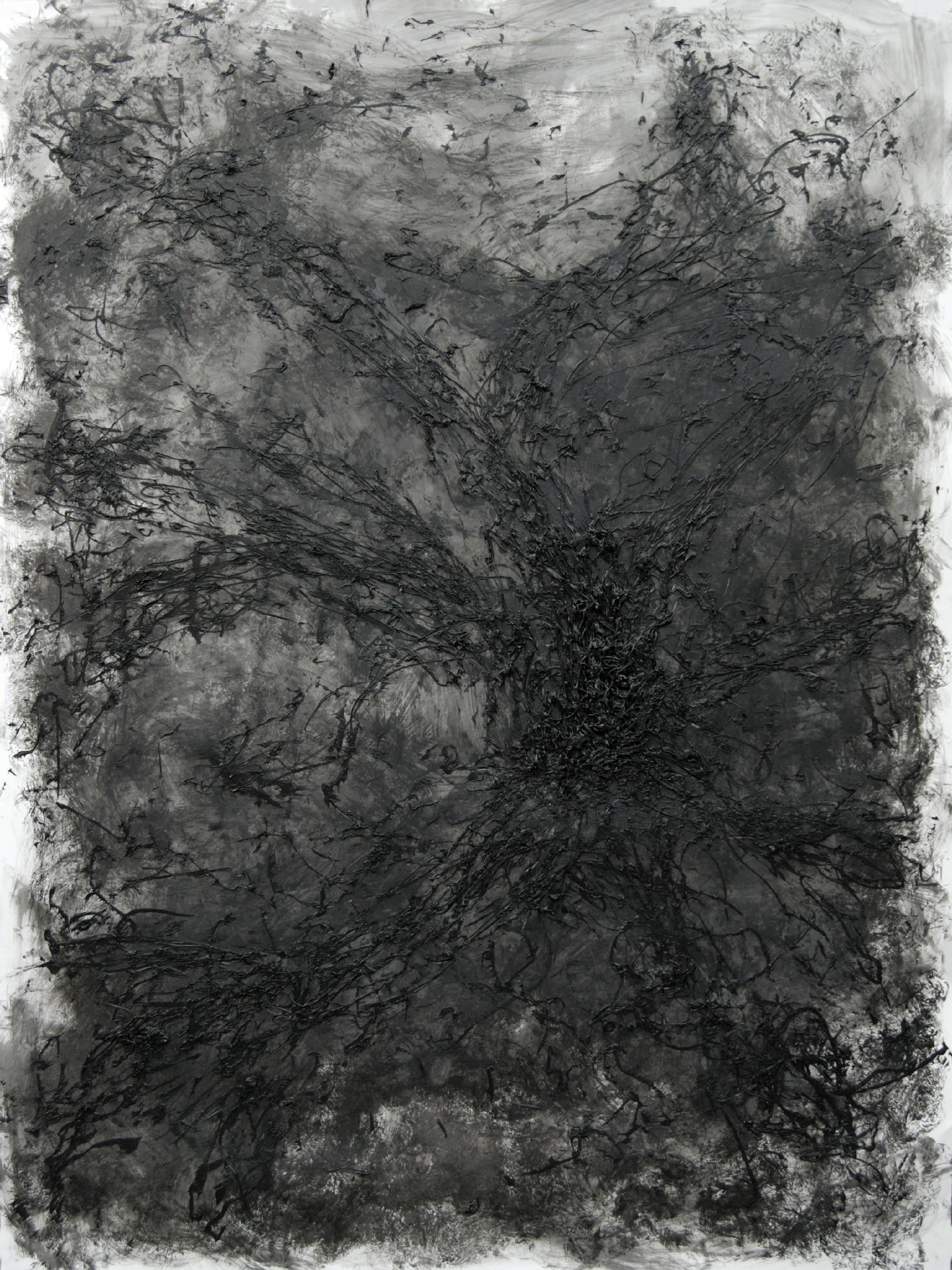 Untitled - 21st Century, Black, Monochrome, Abstract Drawing, Organic, Tactile - Mixed Media Art by Zsolt Berszán