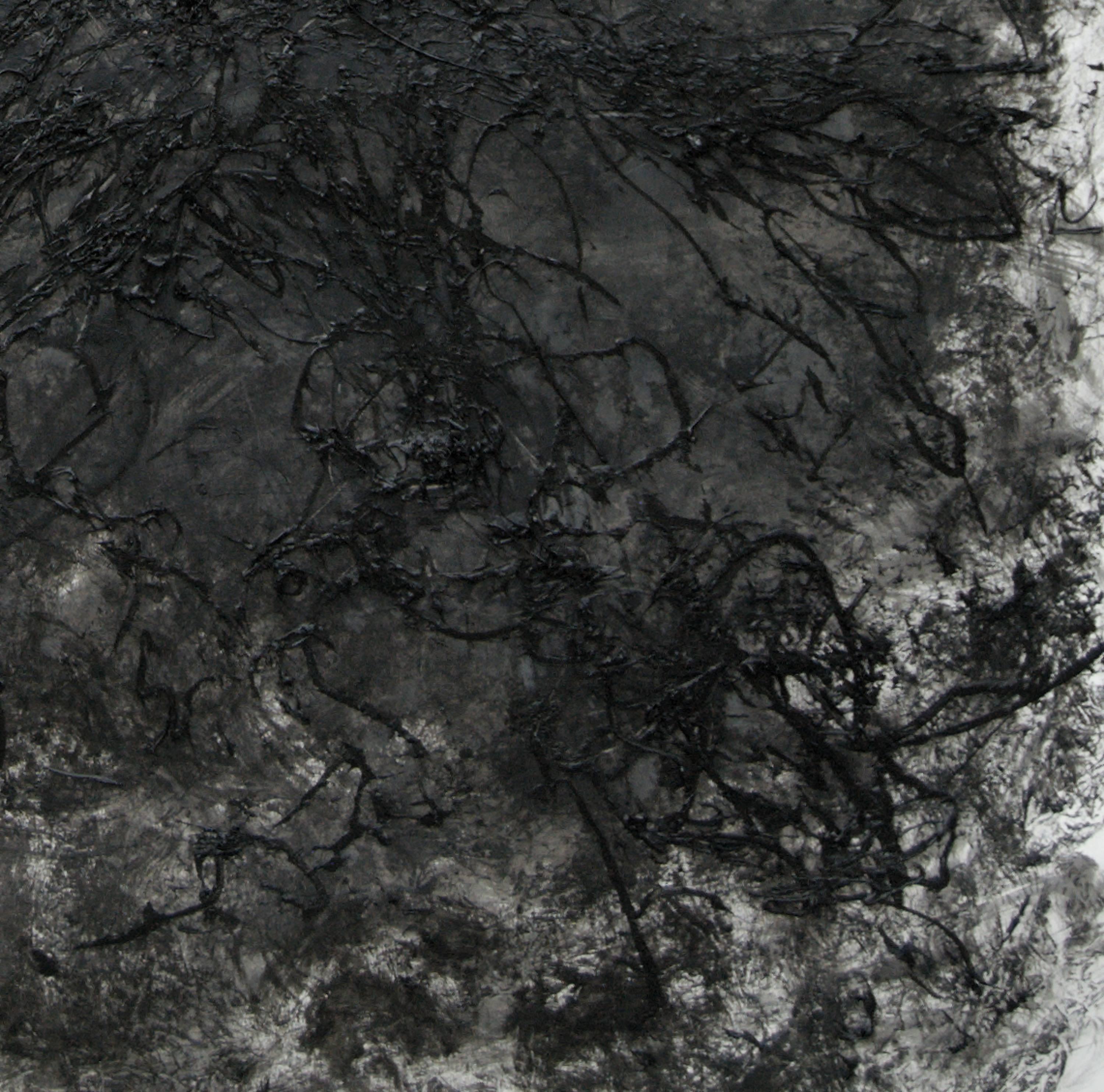 Untitled - 21st Century, Black, Monochrome, Abstract Drawing, Organic, Tactile For Sale 1