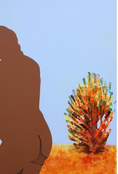 Voyeur (trittico) - Arancione, Paesaggio, Pittura figurativa, Nudo, Marrone, Acrilico