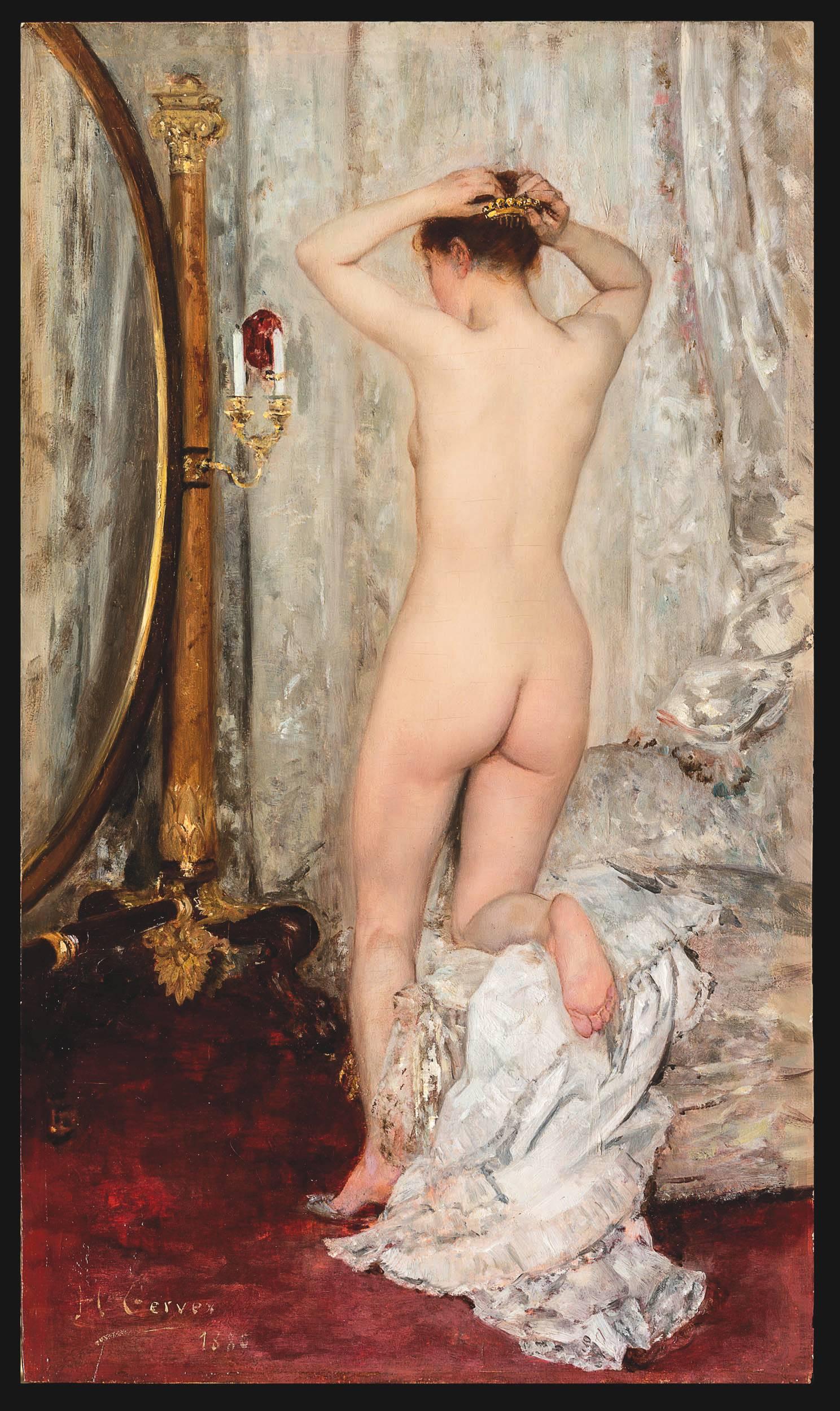 Henri Gervex Nude Painting - Nu devant un Psyche 