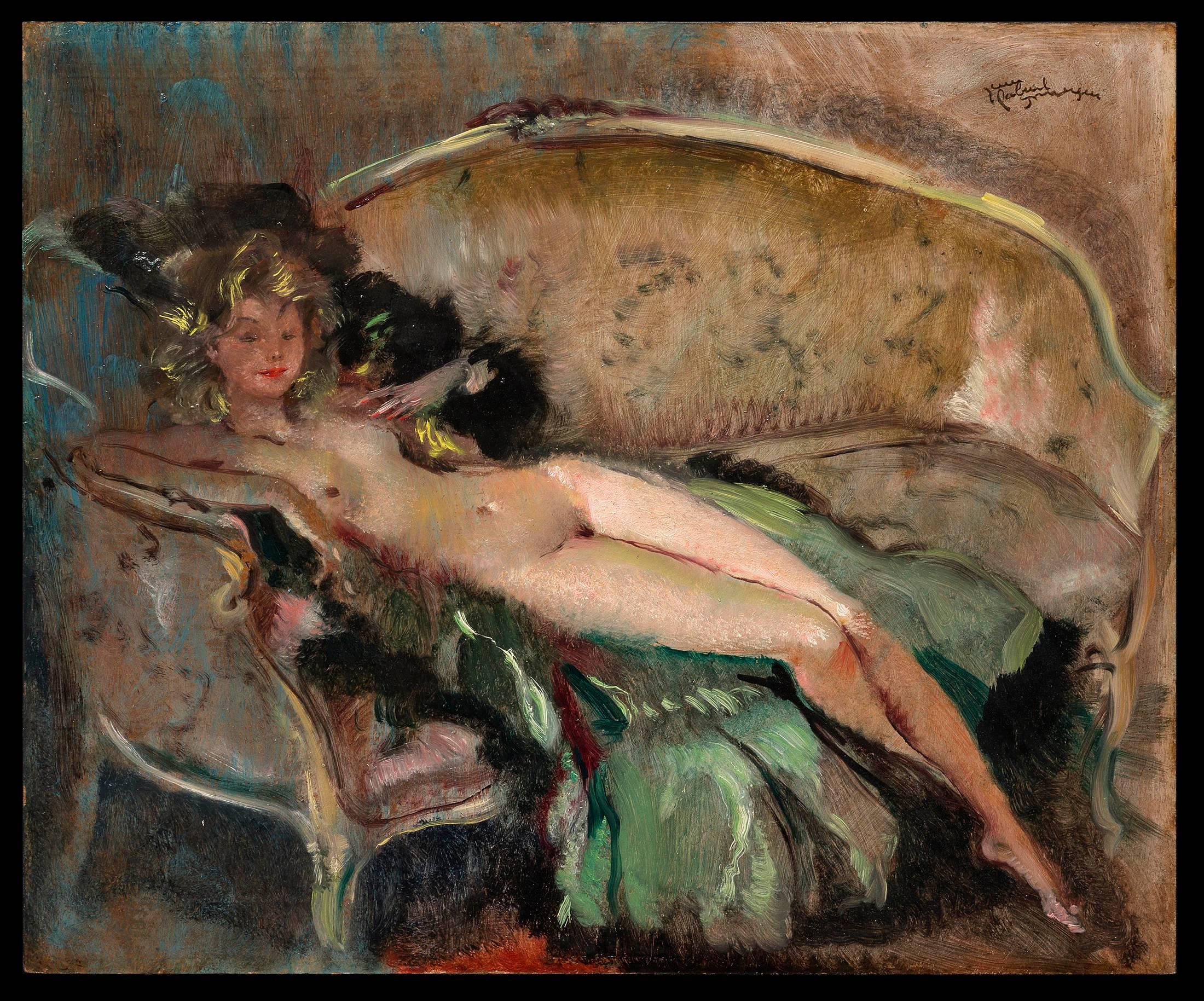 Jean-Gabriel Domergue Nude Painting - Nu au Sofa (Nude on the Couch)