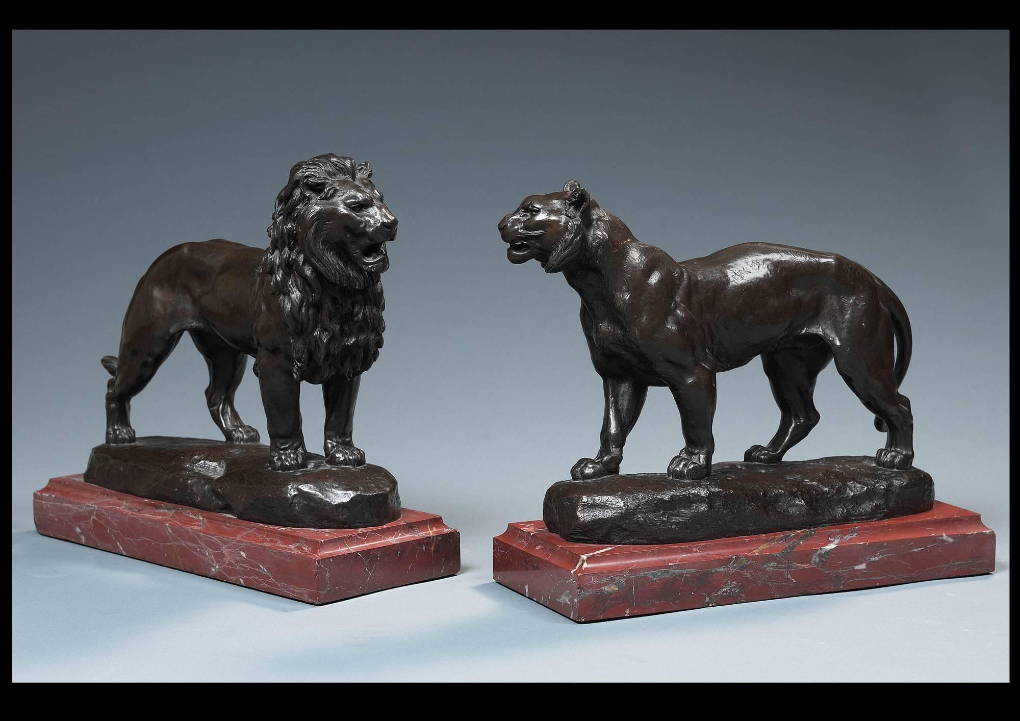 Charles Valton Figurative Sculpture – Tigre et Löwe 