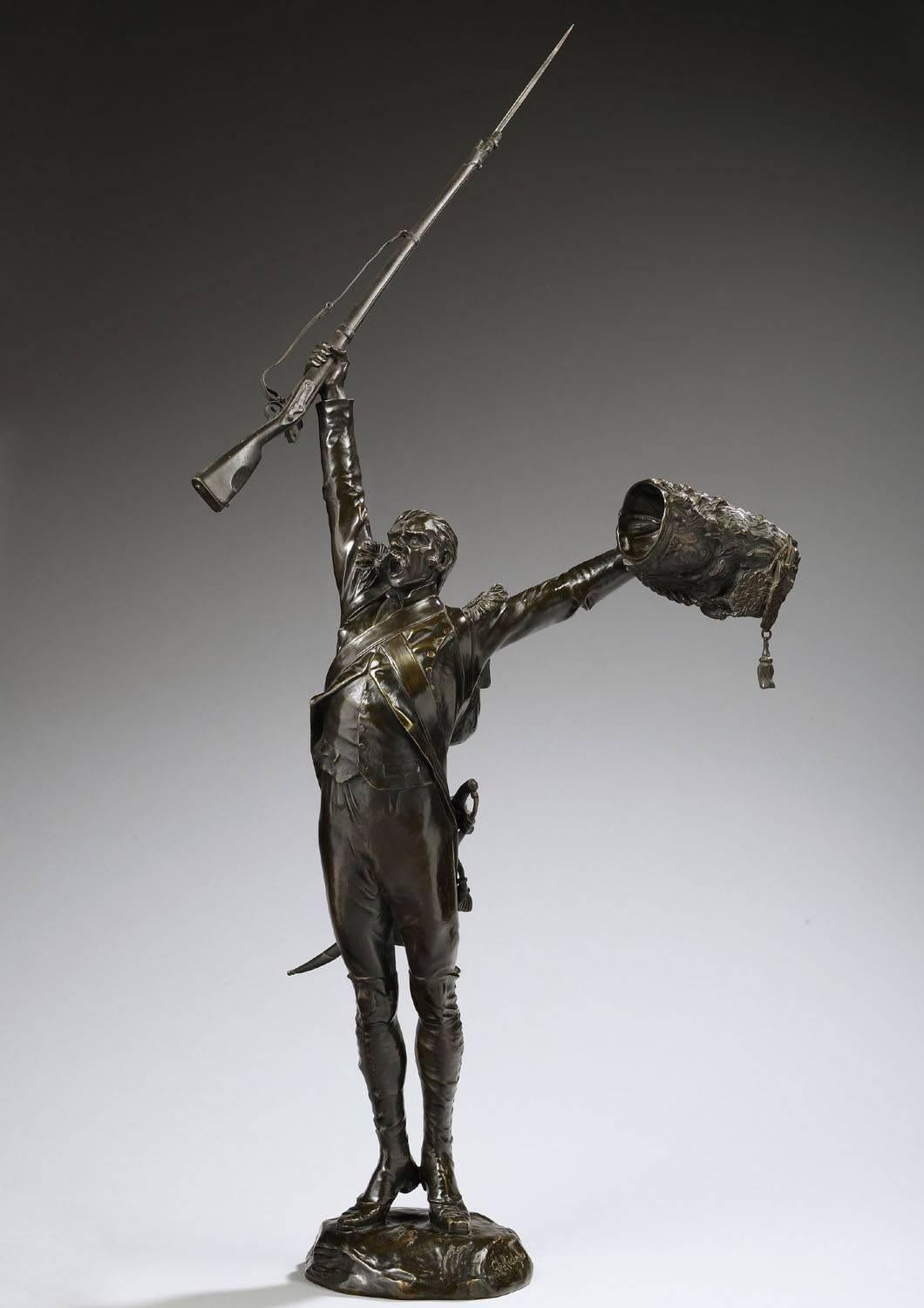 Charles Edouard Richefeu Figurative Sculpture - Vive l'Empereur 