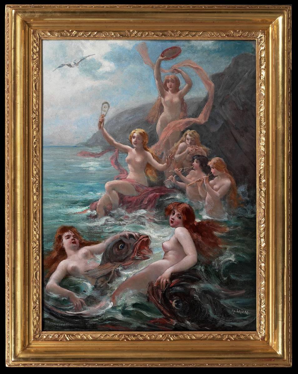 Adolphe Lalyre  Nude Painting – Das Konzert der Sirènes 