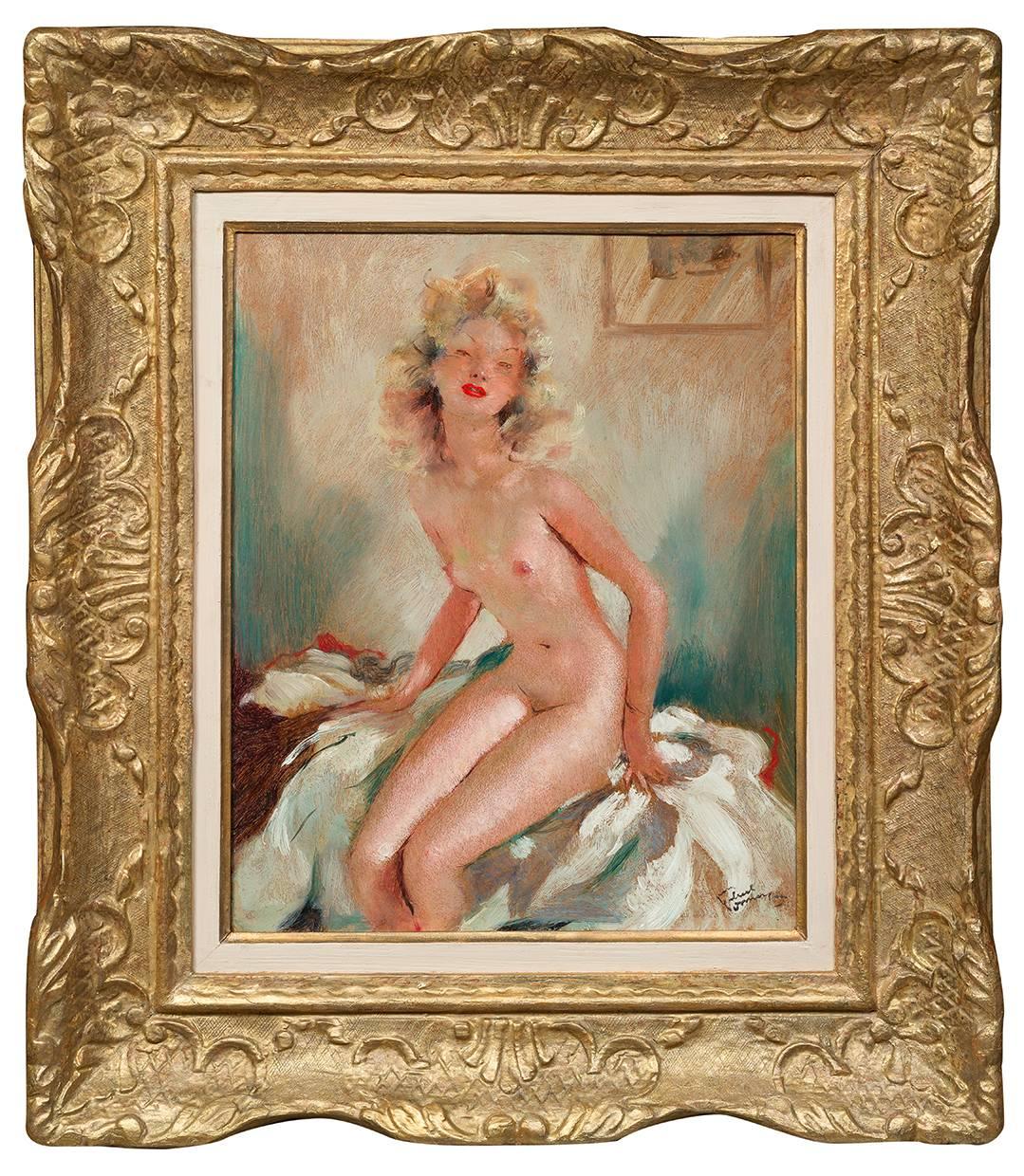 Jean-Gabriel Domergue Nude Painting - Nu assis - Grace