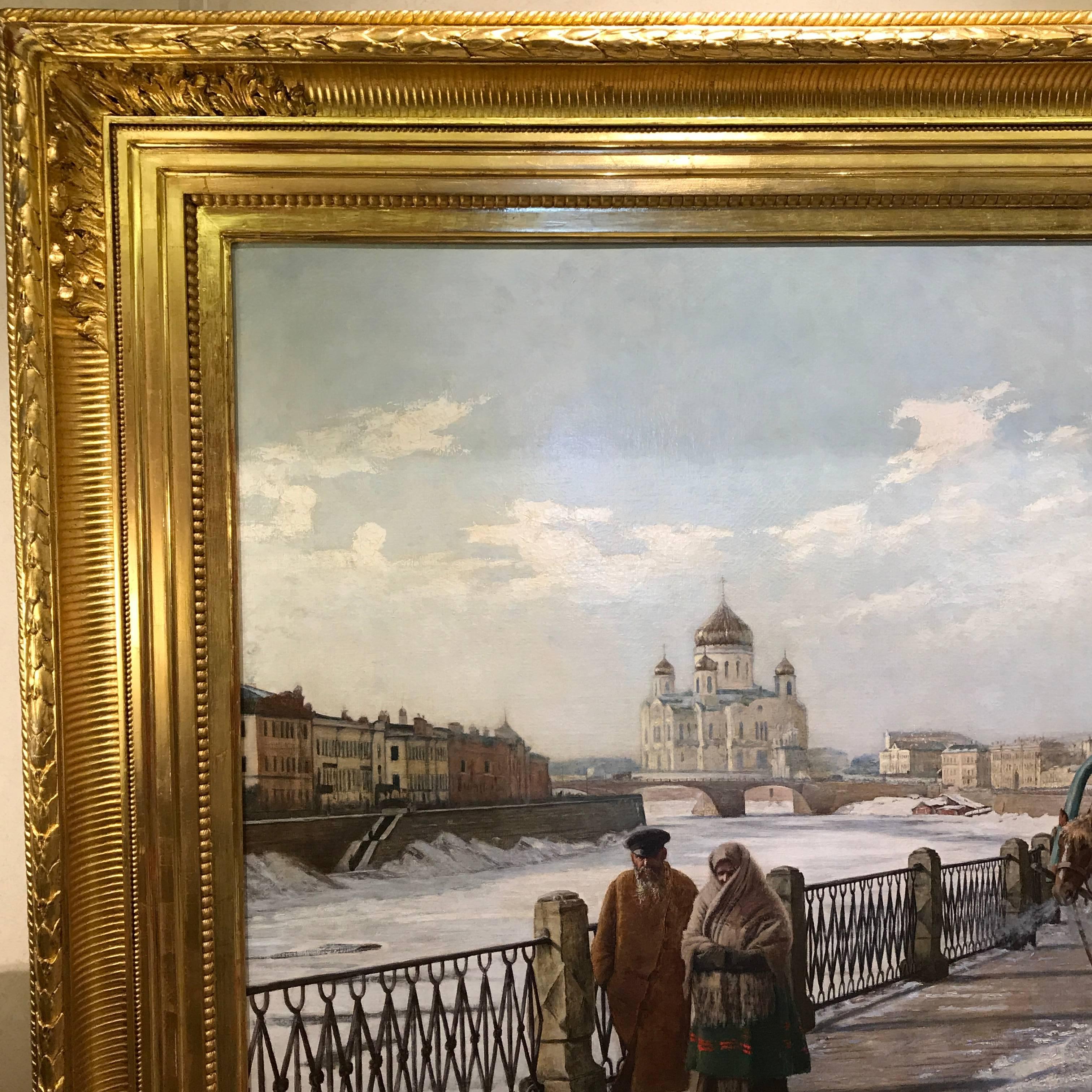 Moscou, sous la Neige, Moscou von Moscowa  (Grau), Landscape Painting, von Paul Louis Bouchard
