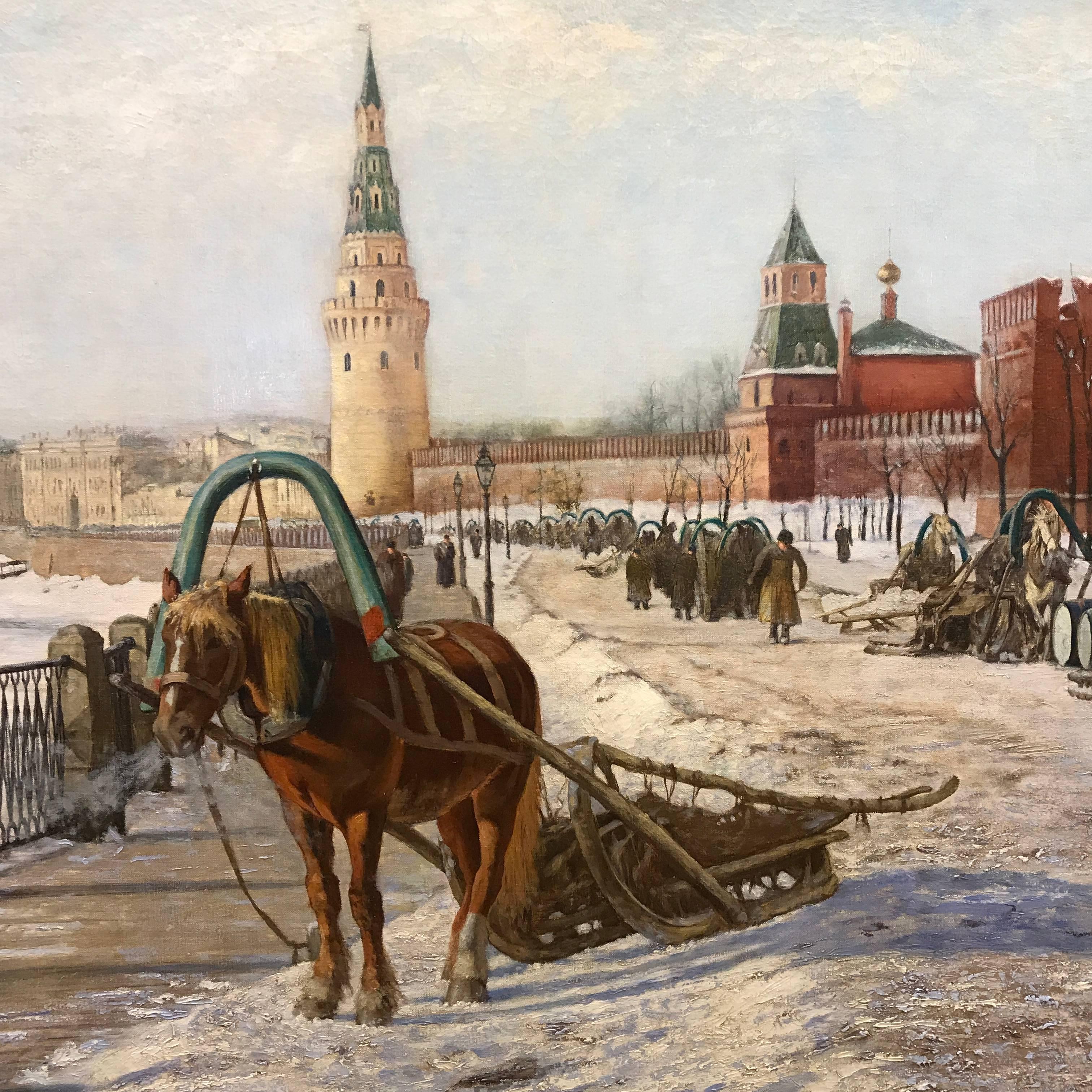 Moscou, sous la Neige, Moscou von Moscowa  (Romantik), Painting, von Paul Louis Bouchard