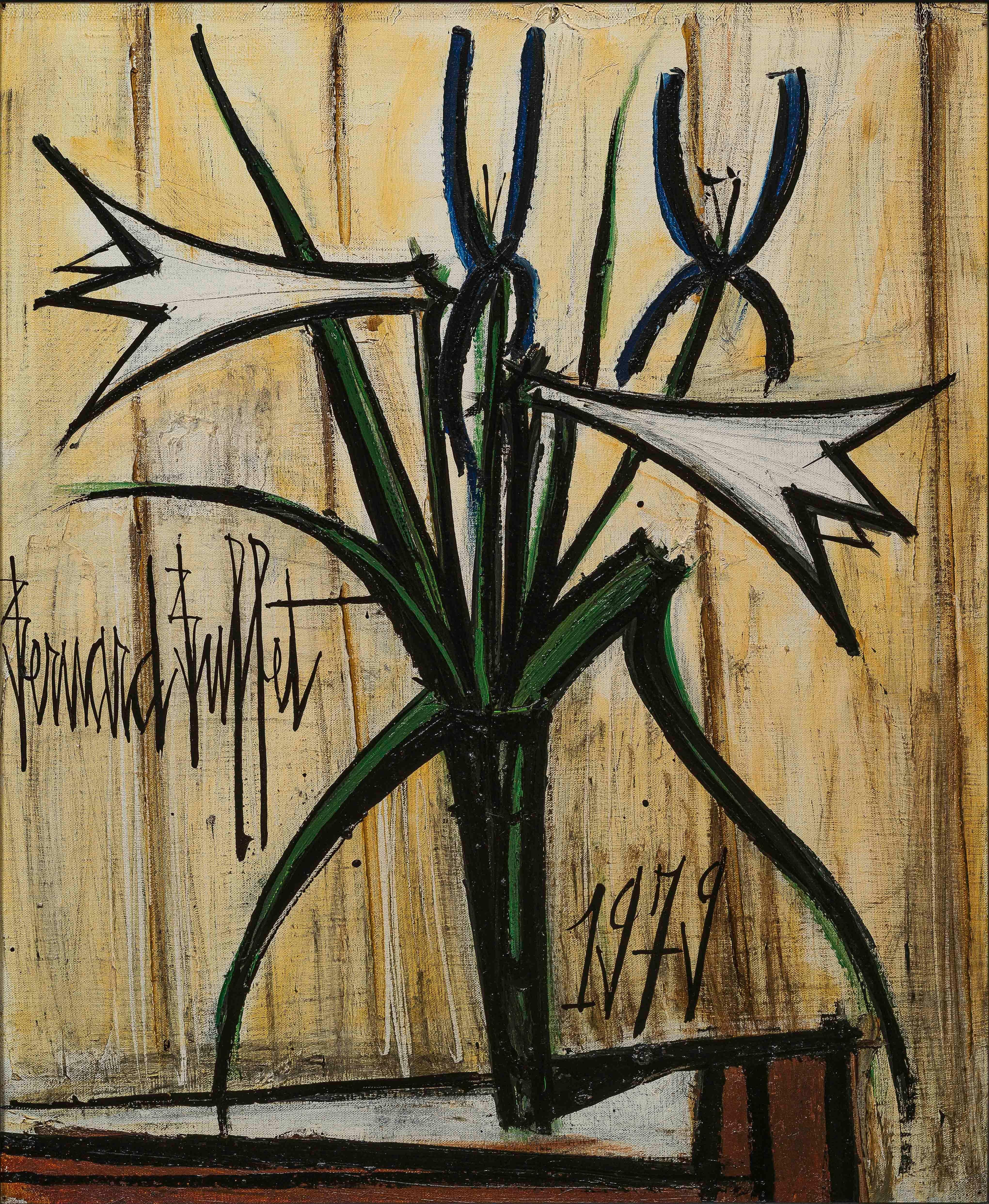 Lys et Iris dans un Verre (Lily and Iris in a Glass) - Painting by Bernard Buffet