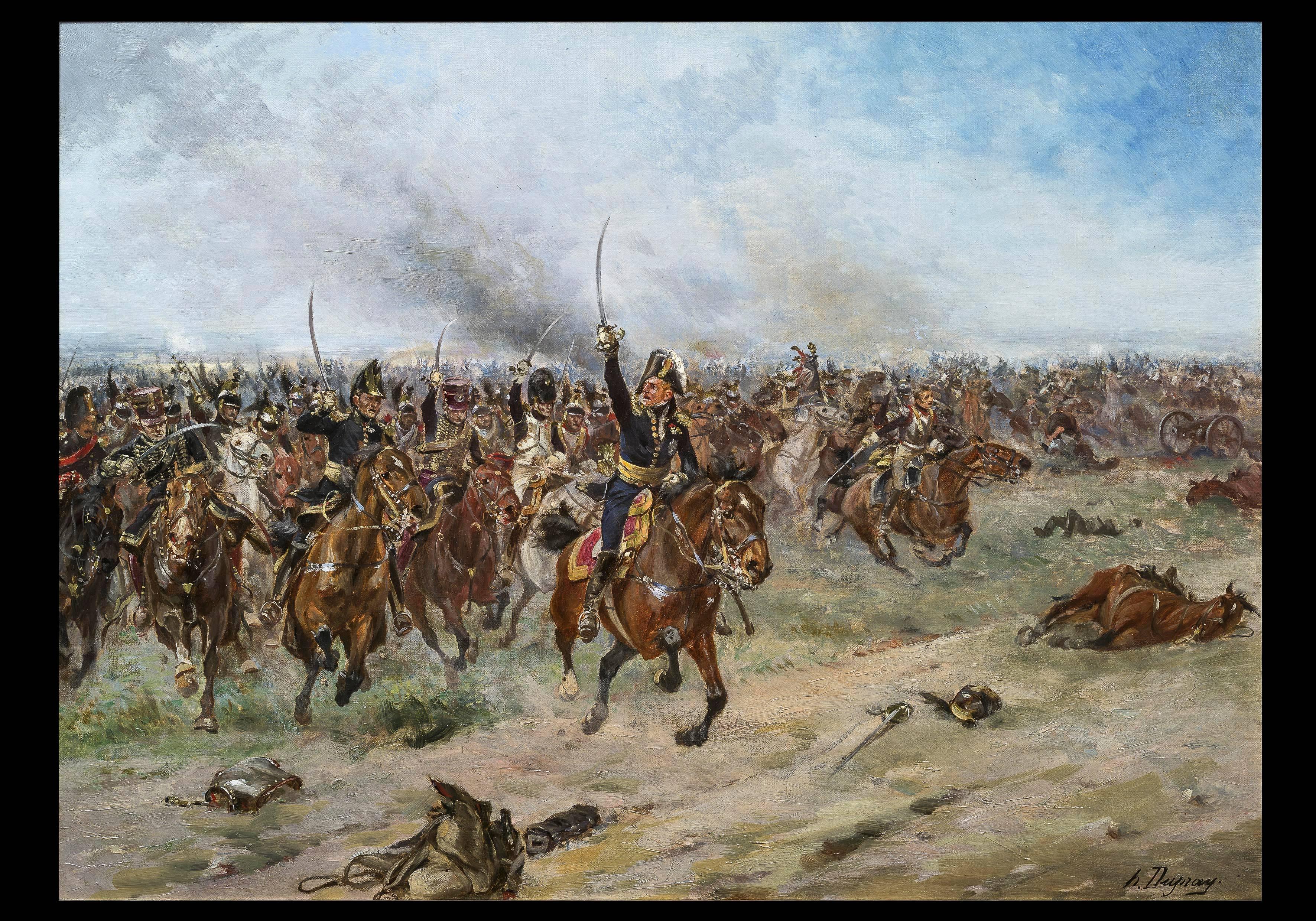Le Marechal Ney Chargeant à Waterloo (Marshall Ney charging at Waterloo Battle) - Painting by Henry Louis Dupray 