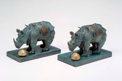 Two Rhinoceros (Bookends)