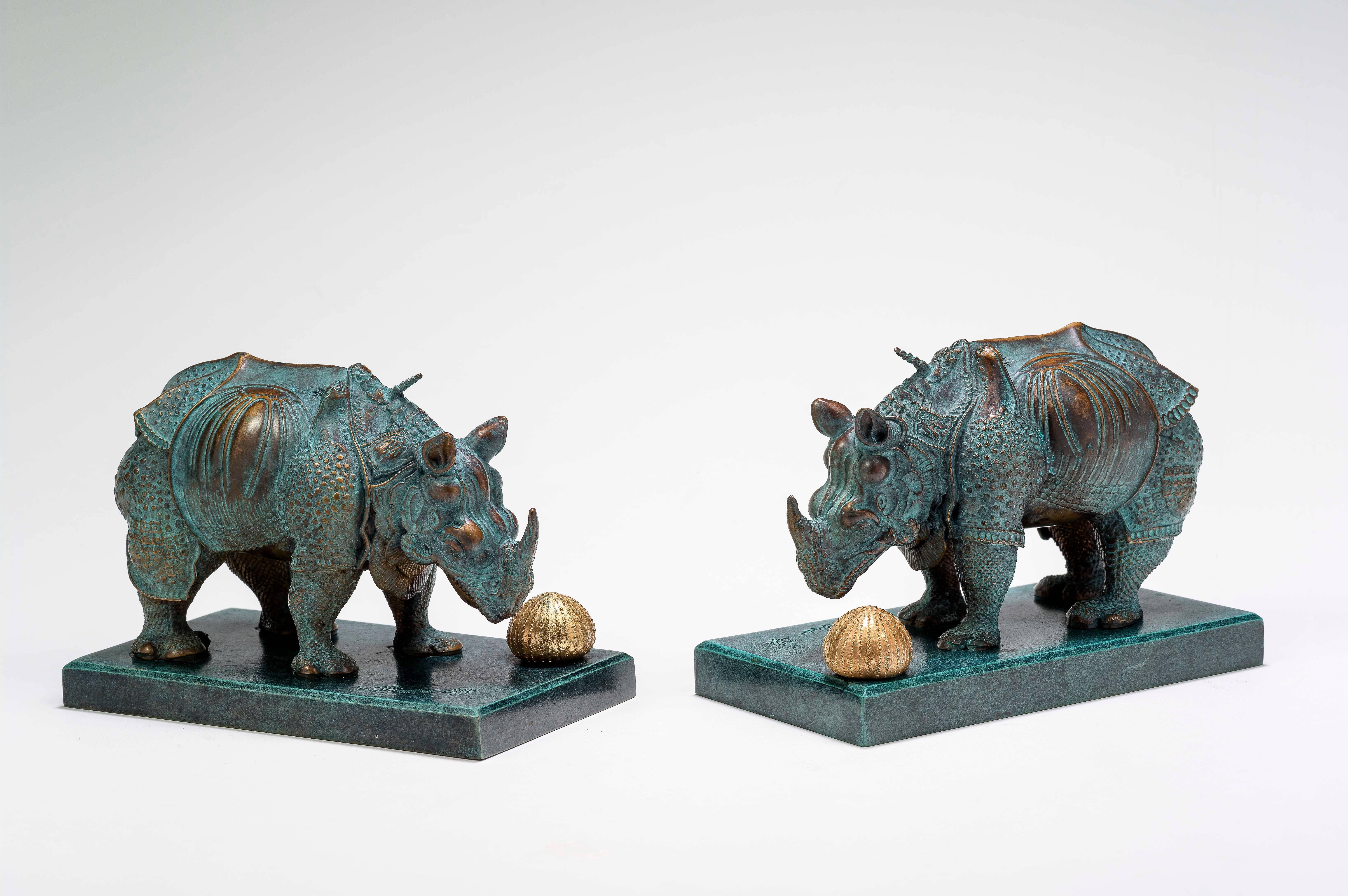 Two Rhinoceros (Bookends) - Sculpture by Salvador Dalí