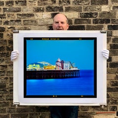 Palace Pier Funfair, Brighton - Blue Seascape Architecture Photography Print
