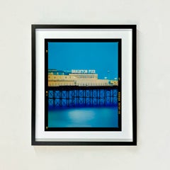 Blue Hour, Brighton Pier - Blue British Seascape Color Photography Print