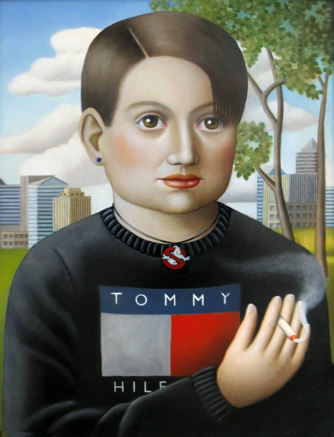 Amy Hill Portrait Painting - Young Man Smoking