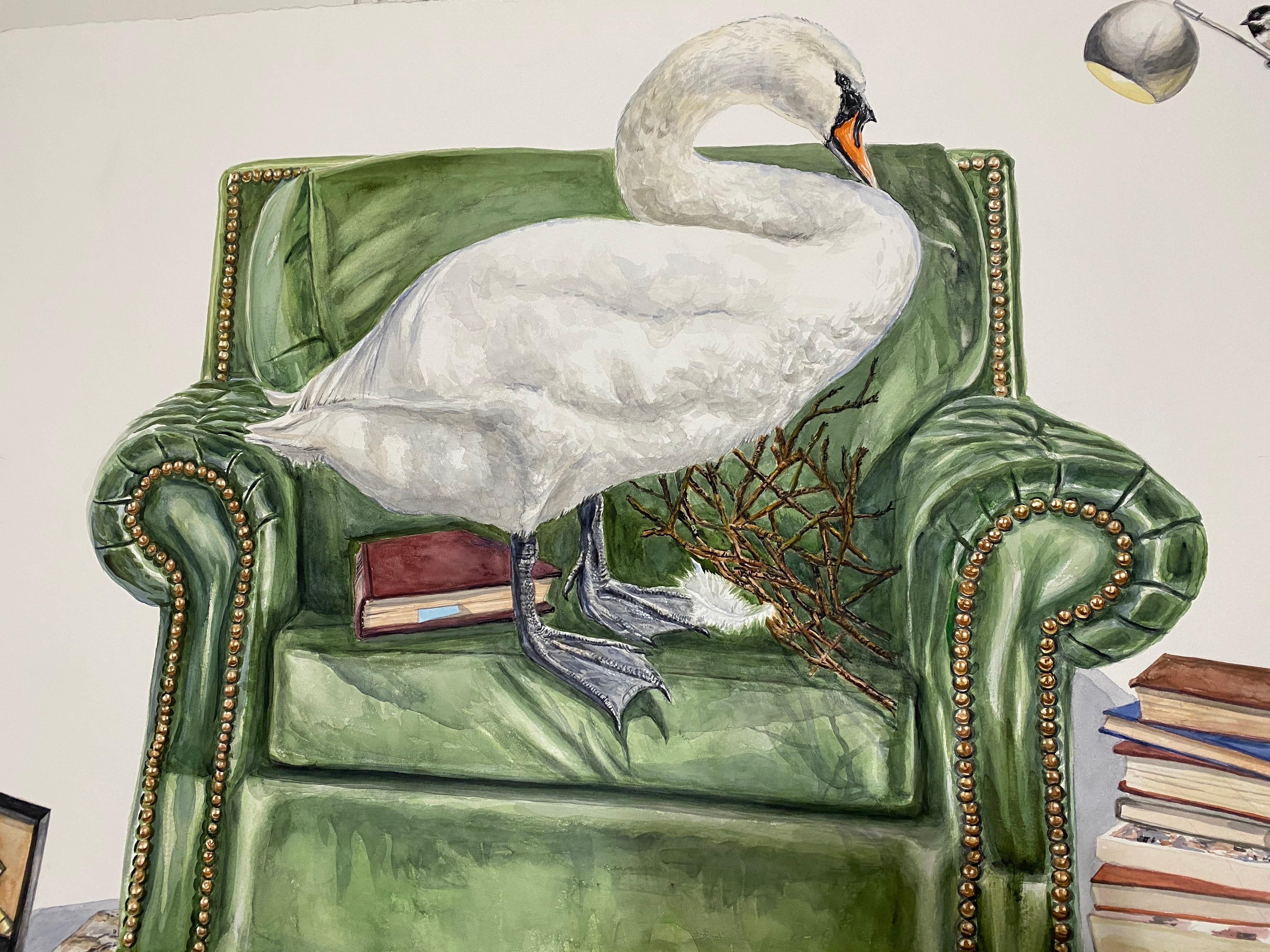 swan watercolor painting