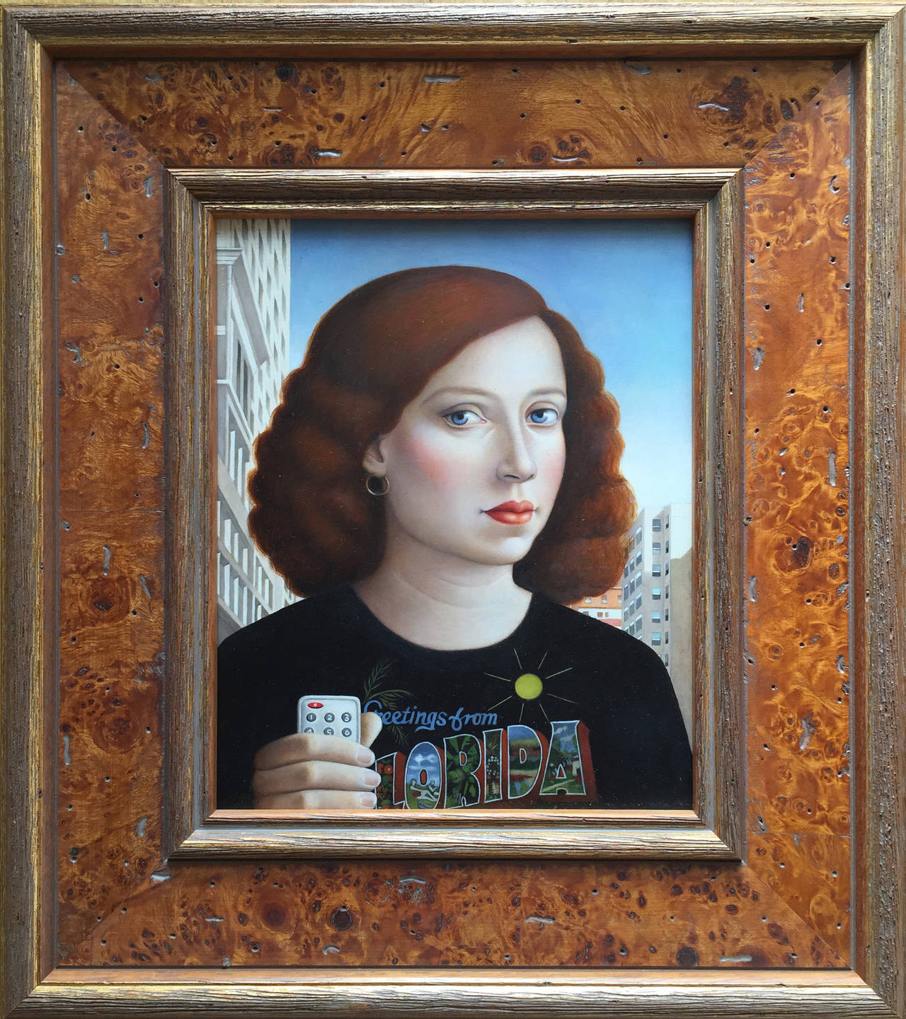 Amy Hill Portrait Painting - Woman with Remote Control