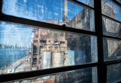 "Through Window", photograph of Brooklyn's Domino Sugar, framed and mounted