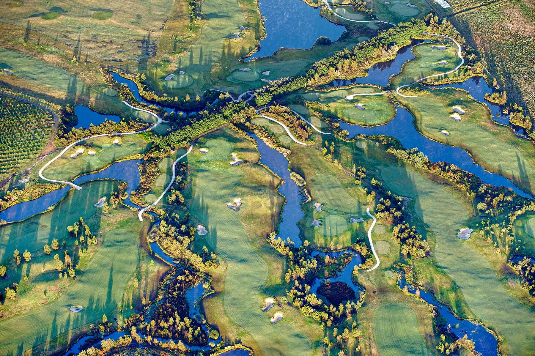 Zoe Wetherall Abstract Photograph - Golf Course, dye sublimated print on aluminum 