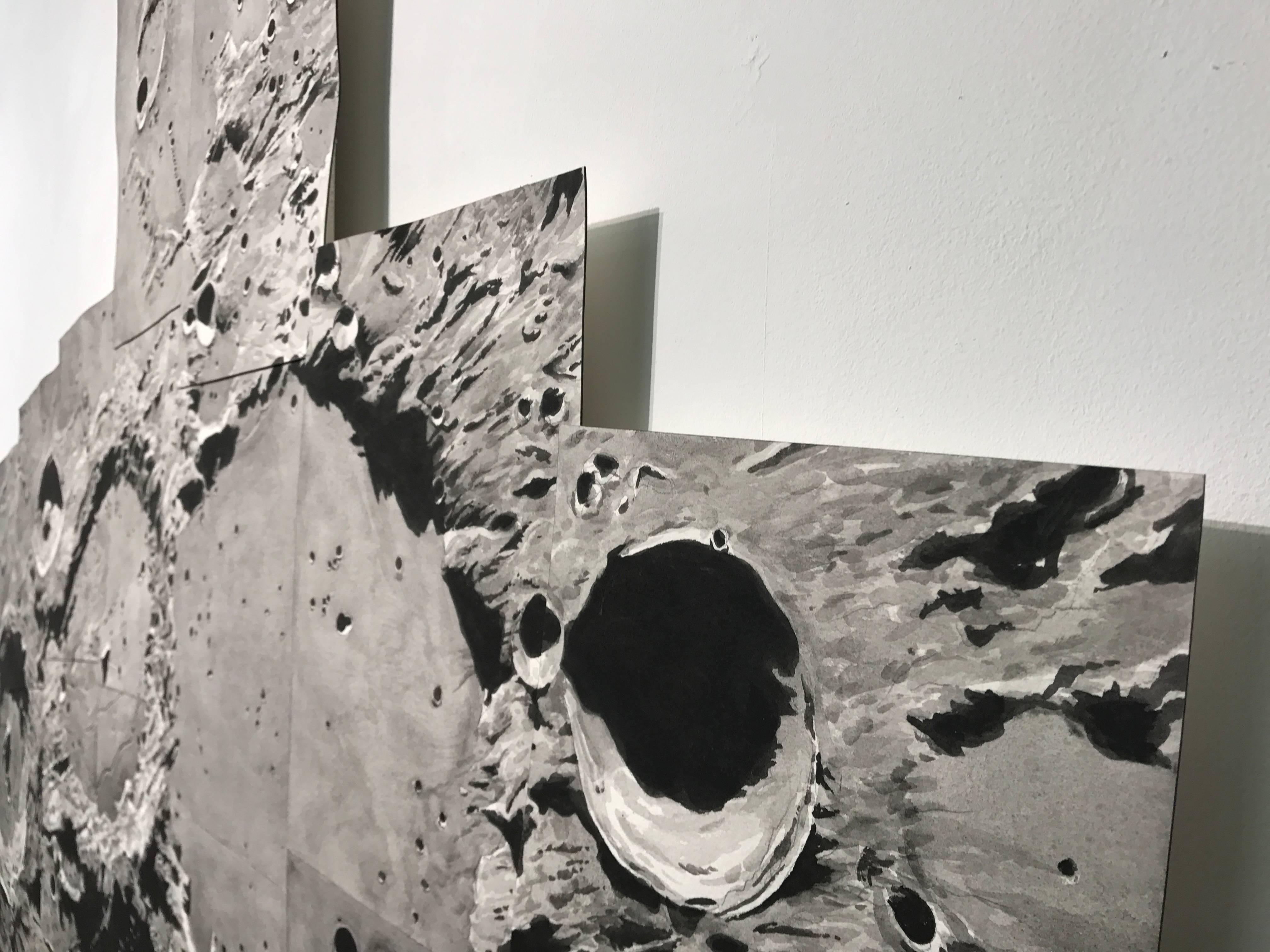 Lunar Crater Chain - Gray Landscape Painting by Thomas Broadbent