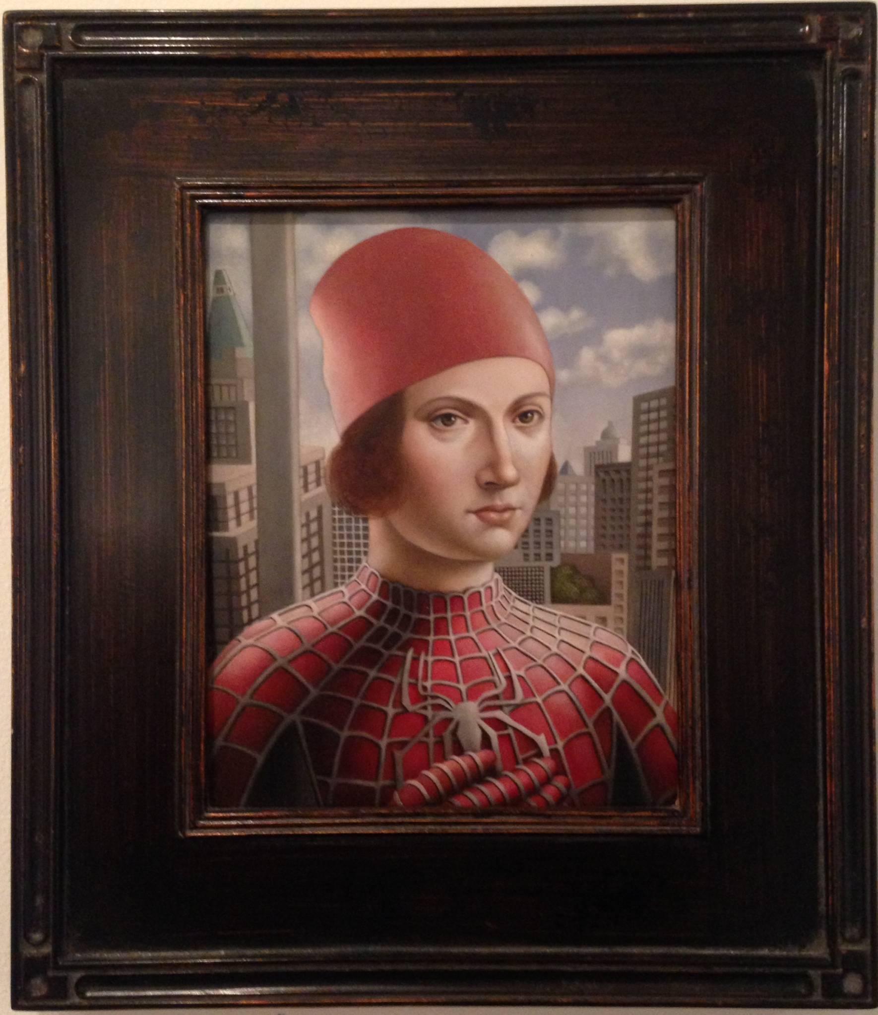 Amy Hill Portrait Painting - "Man in Spiderman Costume"