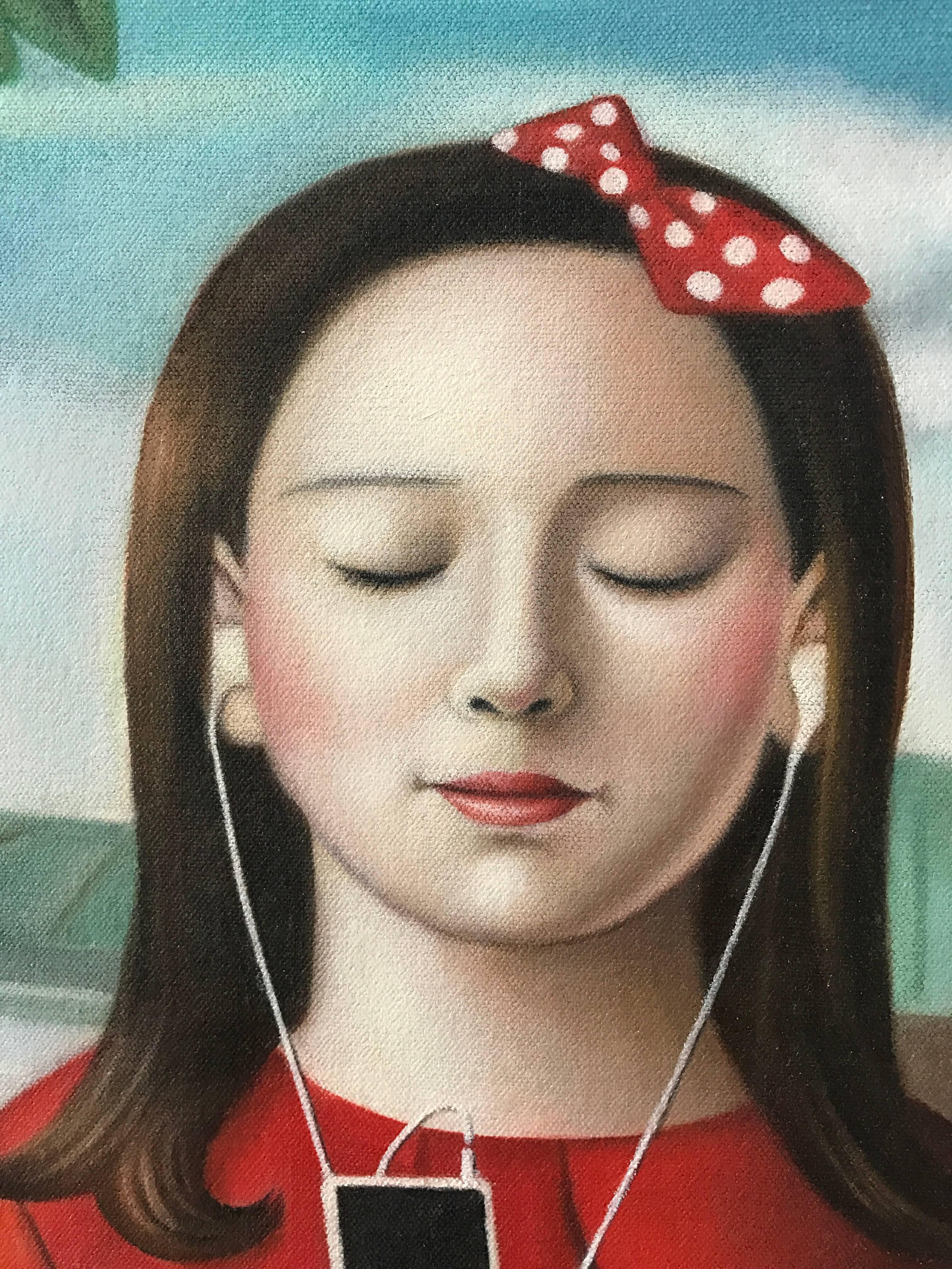 Girl With Skooter - Painting by Amy Hill