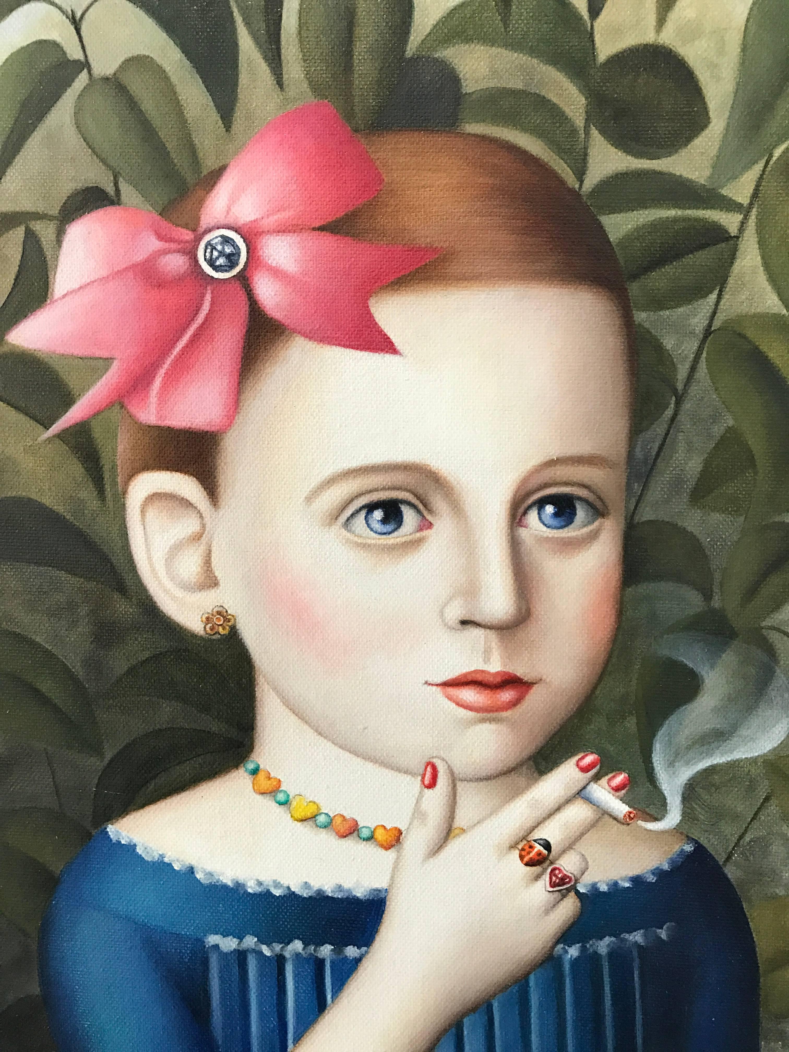 Girl With Tea Set - Painting by Amy Hill