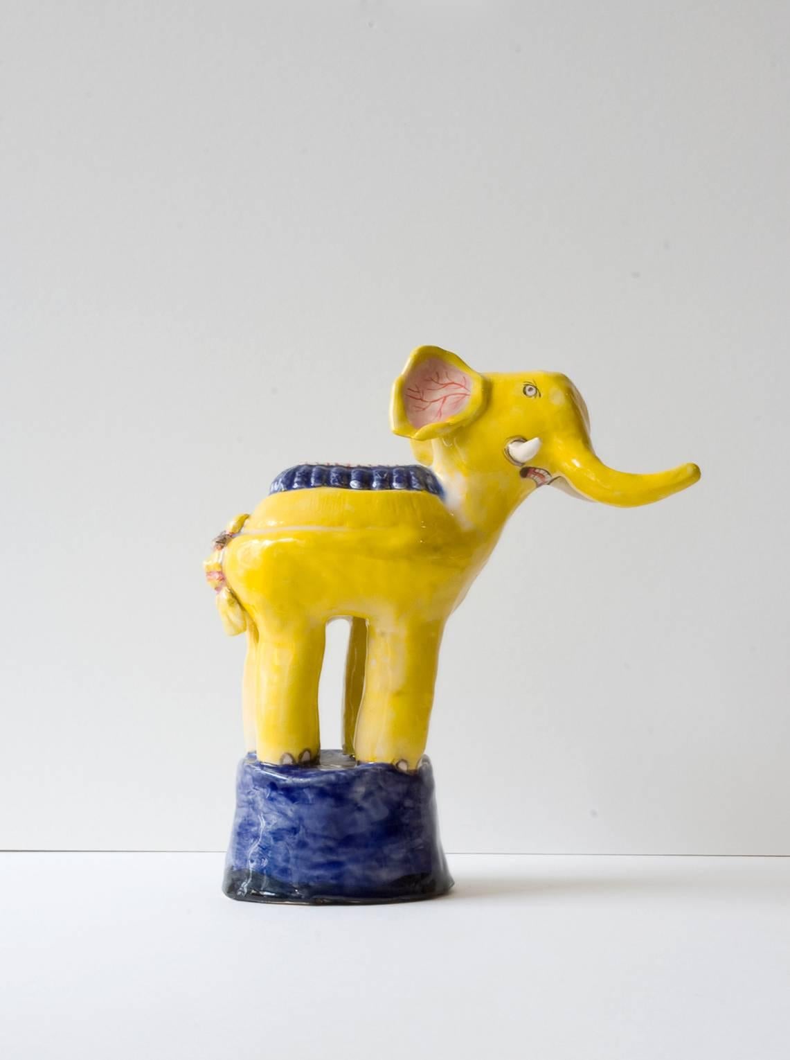 Claudia Rankin Figurative Sculpture - Yellow Elephant Sculpture
