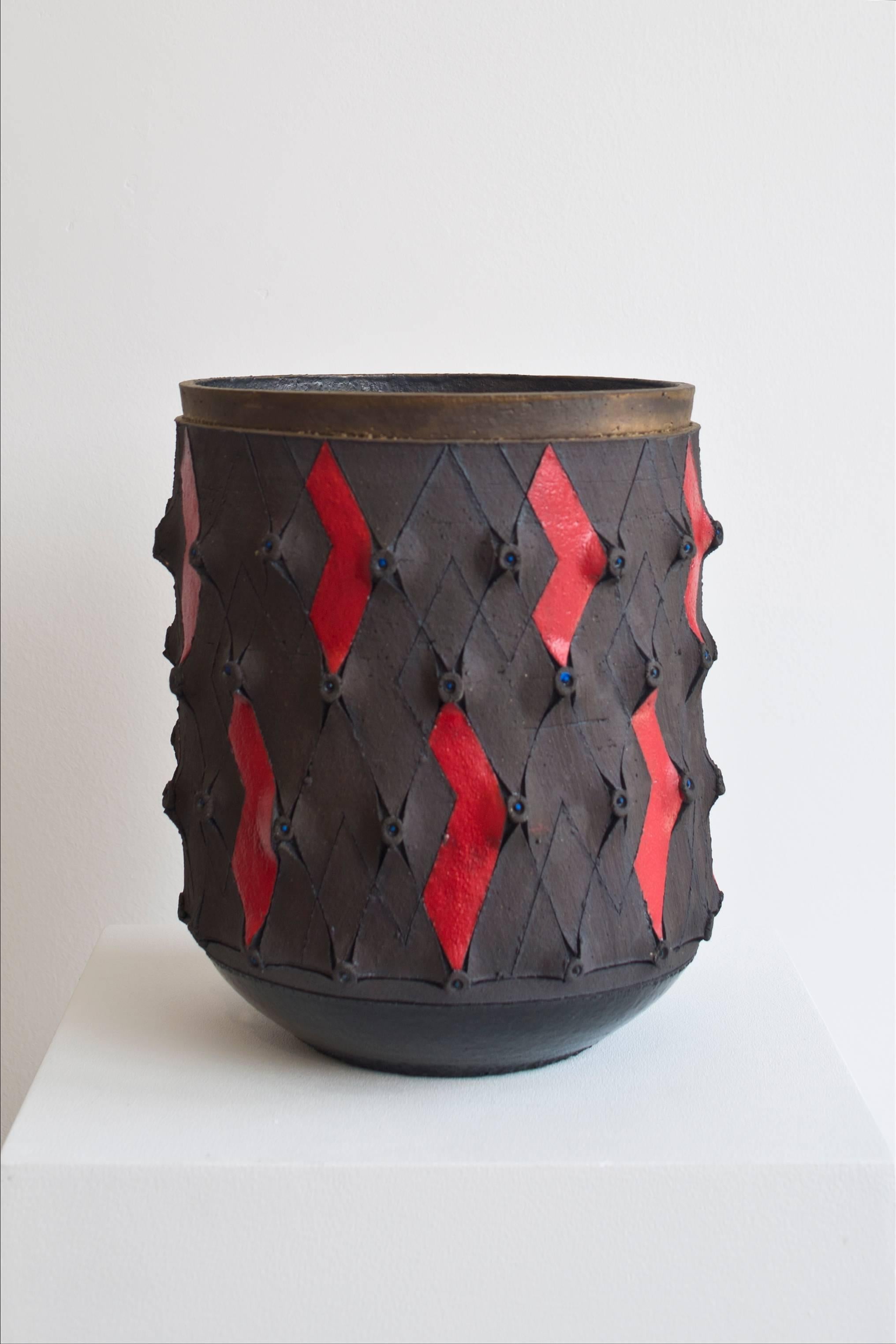 Scarified Cylinder Vase  - Mixed Media Art by Andile Dylvane