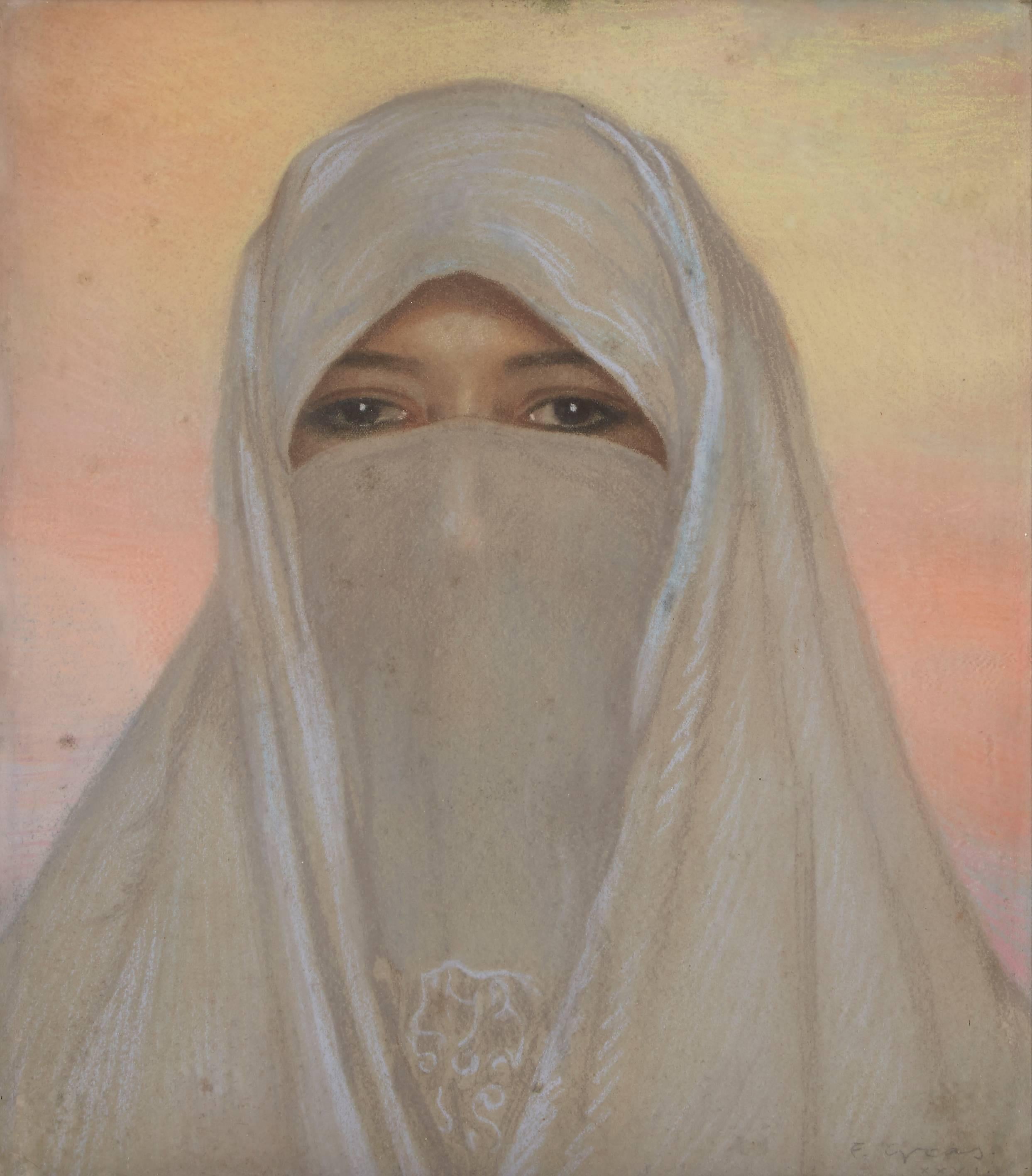 Francisco Gras Portrait Painting - Veiled Woman