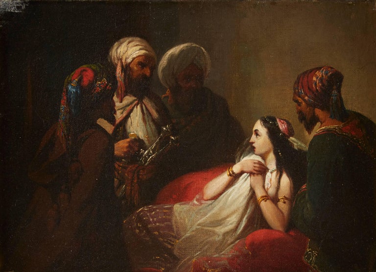 Nicolas Edward Gabé Figurative Painting - Harem Woman with Group of Arabs
