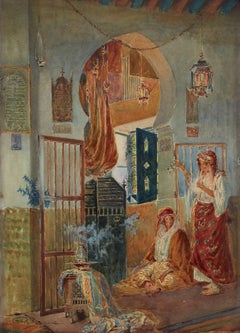 Seated Woman with Attendant by a Doorway