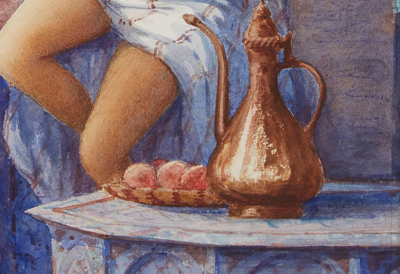 Odalisque on the Terrace - Painting by Marcel Blairat