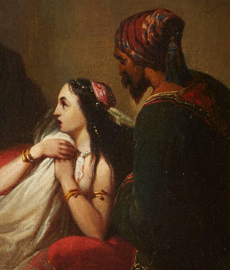 Harem Woman with Group of Arabs - Painting by Nicolas Edward Gabé