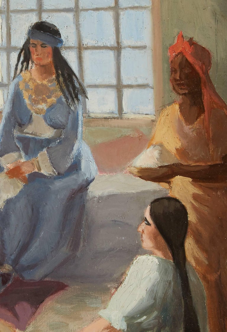Women in Interior Having Coffee - Brown Interior Painting by René Francois Xavier Prinet