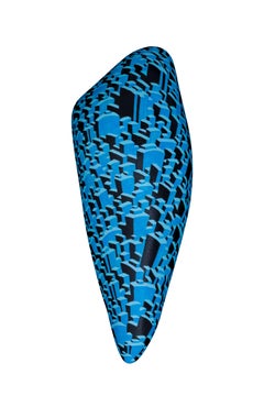 Life City "Jewelry F-2" Aqua blue wall sculpture: oil painting on paulownia wood